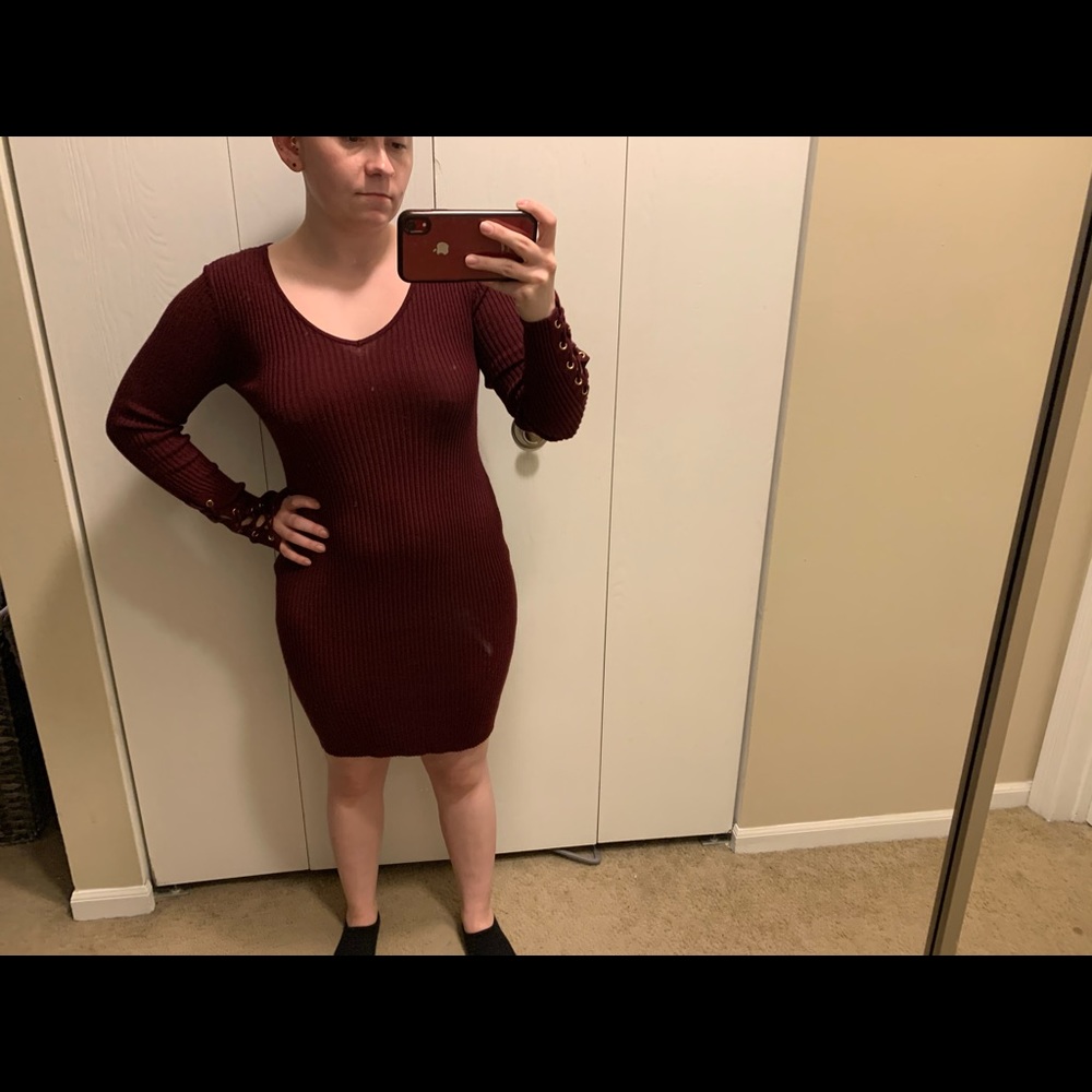 Burgundy sweater dress